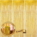 Voircoloria Laser Gold Foil Fringe Backdrop Curtains, 3.3x8.2ft, 3 Pack | 06 Laser Gold — 1
