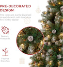 Best Choice Products 6ft Pre-Lit Pre-Decorated Pine Artificial Christmas Tree w/Twinkling LEDs, 1,000 Flocked Frosted Tips, 59 Pinecones, 250 Lights, Base — 3