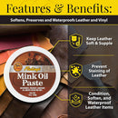 Fiebing's Mink Oil for Leather Boots (2 Pack, 6 oz Each) - Leather Cleaner & Conditioner - Waterproof, Preserve, Soften All Smooth Leathercraft & Vinyl - Prevents Salt Stains On Couch, Shoe, Purse — 2
