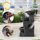 Grepatio 4-Tiers Indoor/Outdoor Garden Water Fountain, 21.9" H Cascading Water…