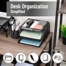 Mind Reader 2 Tier Paper Tray with Top Supply Compartment, Desktop File Organizer, Metal Mesh, Black — 2