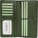 Bveyzi Ultra Slim Thin Leather RFID Blocking Credit Card Holder Bifold Clutch Wallets for Women - Olive Green - Leather — 1