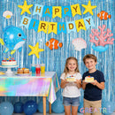 Blue Tinsel Curtain Party Backdrop - Pack of 2 | Glitter Light Blue — 1