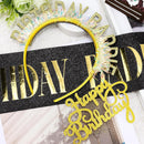 KICOSY Birthday Baddie Sash and Headband Set with Gold Glittery Cake Topper — 4