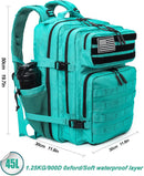 LHI Military Tactical Backpack for Men and Women 45L Army 3 Days Assault Pack Bag Large Rucksack with Molle System Lake Blue — 2