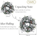 Valery Madelyn 24'' Pre-Lit Christmas Wreath for Front Door with Light, Large Lighted Outdoor Christmas Wreath with Silvery White Xmas Balls & Pinecones for Home Porch Fireplace Window Holiday Decor — 4
