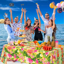 OHOME 2 Pack Luau Party Decorations - Plastic Tablecloth for Hawaiian Theme Party Decorations | Tropical Summer Beach Pool Birthday Backdrop Favors Supplies | Red Green Yellow — 5