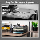 Mind Reader 2 Tier Paper Tray with Top Supply Compartment, Desktop File Organizer, Metal Mesh, Black — 5