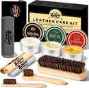 11 PCS Leather Care Kit - Horsehair Brushes,Saddle Soap,Waterproofing Wax,Mink Oil Conditioner,Polishing Cloth,Microfiber cloth,Boot Shoe Shine Cleaning Kit Gift for Men Cowboy Husband Dad — 1