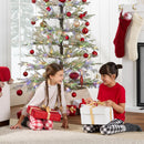 Best Choice Products Pre-Lit Sparse Christmas Tree 6ft Artificial Flocked Pine Holiday Décor Aspen Noble Fir White & Multicolor LED Lights- Green — 6