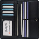 Bveyzi Ultra Slim Thin Leather RFID Blocking Credit Card Holder Bifold Clutch Wallets for Women - Black - Leather — 1