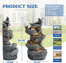 Dephet 5-Tiers Cascading Rock Water Fountain Outdoor, Waterfalls Fountains