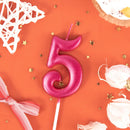 PHD CAKE 2.76 Inch Elegant Red 5 Number Birthday Candles, Red Number Candles, Cake Number Candles, Party Celebration — 2