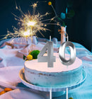 Silver 40th Birthday Candles, Number 40 Cake Topper for Birthday Decorations Party Decoration — 5
