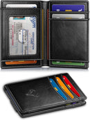 BULLIANT Magnetic Slim Leather Pocket Wallet Money Clip For Men 12Cards - Alaska Leather - Black — 2