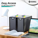 Hanging File Organizer, File Folder Organizer with Handles, Metal Mesh File Crate Storage Box, Letter Size (with 5 Grey Folders) — 5