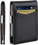 SERMAN BRANDS Money Clip Wallet - Mens Wallets slim Front Pocket RFID Blocking Card Holder Minimalist Mini Bifold (Charcoal Black Transformer)