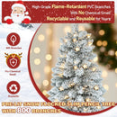 MUPATER Pencil Christmas Tree 7.5ft, Pre-lit Artificial Skinny Christmas Tree with Flocked Snow and Metal Stand, Warm White Lights Home Decoration for Office, Party (Snow White) — 5
