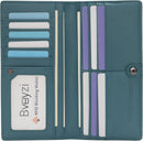 Bveyzi Ultra Slim Thin Leather RFID Blocking Credit Card Holder Bifold Clutch Wallets for Women - Lake Blue - Leather — 1
