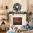 Valery Madelyn 24'' Pre-Lit Christmas Wreath for Front Door with Light, Collapsible Lighted Outdoor Christmas Wreath with Silvery Blue Xmas Balls Ribbons for Home Porch Fireplace Window Holiday Decor — 2