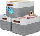 OrganiHaus 15x11in Canvas Storage Baskets 3 Pack - Fabric Bins for Shelves — 1