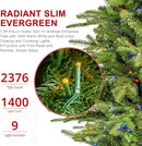 Glitzhome Prelit Christmas Tree, 7.5ft Artificial Christmas Tree Radiant Slim Evergreen with 1,400 Warm White & Multi-Color Chasing and Twinkling Lights, 2376 Tips, 9 Lighting Modes, Easy Setup — 6