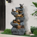 Dephet 5-Tiers Cascading Rock Water Fountain Outdoor, Waterfalls Fountains