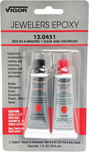 Vigor Jeweler's Epoxy 2 Step 12.0451 - Fast Setup Clear and Colorless - Resin and Hardener — 1