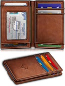 BULLIANT Magnetic Slim Leather Pocket Wallet Money Clip For Men 12Cards - Alaska Leather - Brick Brown — 2