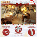 MUPATER Pencil Christmas Tree 7.5ft, Pre-lit Artificial Skinny Christmas Tree with Flocked Snow and Metal Stand, Warm White Lights Home Decoration for Office, Party (Snow White) — 4
