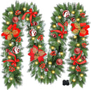 Christmas Garland with Lights, 9FT 30 LED Prelit Christmas Garland for Mantle,Outdoor Indoor Christmas Decorations Garland Battery Operated with Timer, Bows,Flowers,for Stairs,Railing,Fireplace,Door — 1