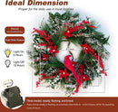 Christmas Wreath with Lights, Soomeir 24 Inch Lighted Christmas Wreaths for Front Door with Pine Needles and Berries, Large Prelit Wreath for Holiday Winter Window Outdoor Indoor Xmas — 5