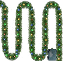 Nerosun 14.8 FT Artificial Christmas Garland, 50 Pre-Lit LED Mini String Lights Battery Operated Xmas Garland for Home Stair Railing Indoor Wedding Party Christmas Ornament Decorations (Multi-Colored) — 1