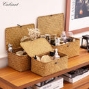 Nonam Wicker Storage Basket with Lid,Seagrass Shelf Basket Set of 3,Nautral — 4