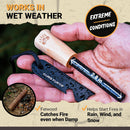 Ferro Rod Fire Starter Kit with Fatwood Tinder Stick - 3/8" Thick Ferrocerium Flint and Steel Fire Starter, Multi-Tool Striker & Pouch - Survival Fire Steel for Camping, Bushcraft & Emergency | Natural Wood — 4