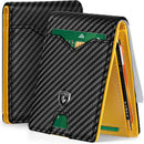 GSOIAX Slim Wallet for Men Rfid Blocking Leather Bifold Front Pocket Carbon Fiber Men's Money Clips Credit Card Holder With Gift Box (Yellow and Carbon Black)