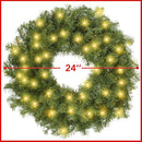 Casafield 24" Pre-Lit Fir Artificial Christmas Wreath Holiday Décor, 50 LED Lights, 200 PVC Tips for Front Door, Window, or Mantel — 5