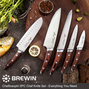 Brewin CHEFILOSOPHI Japanese Chef Knife Set 5 PCS with Elegant Red Pakkawood Handle Ergonomic Design,Professional… — 3