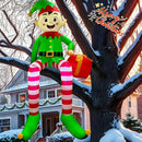 8 FT Christmas Inflatable Outdoor Decorations, Sitting Elf Holding Gift Bag Blow Up Christmas Decorations with Built-in LED Lights for Holiday Party Lawn Garden Yard Outdoor Xmas Decorations — 5