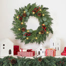 Christmas Wreath with Lights 24 Inch Real Touch Pine Wreath with Red Berries/Pine Cone Prelit Christmas Wreaths for Front Door Outdoor Christmas Decorations Winter Wreath for Windows Indoor Holiday — 6
