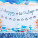 KatchOn Blue Happy Birthday Banner for Mermaid Birthday Decorations | Iridescent Blue — 7