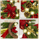 24" Christmas Wreaths for Front Door with Lights & Poinsettia Flowers — 3