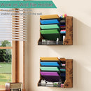 Jakyitvi 5 Tiers Ironwood Wall Desk File Holder Organizer Organizer, Brown — 3