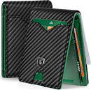 GSOIAX Slim Wallet for Men Rfid Blocking Leather Bifold Front Pocket Carbon Fiber Men's Money Clips Credit Card Holder With Gift Box (Green and Carbon Black)