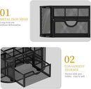 Mesh Desk Organizer with Drawer, 9-Compartment Pen Holder for Desk, Black — 5