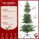 Yaheetech 7.5ft Pre-lit Aspen Fir Artificial Christmas Tree with 550 Warm White LED Lights Full Prelighted Xmas Tree w/1128 Branch Tips & Foldable Stand for Home Holiday Decor, Green — 7