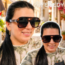 FEISEDY Retro Thick Aviator Sunglasses for Women Men, Large Vintage Shades | Leopard - Brown | 53 Millimeters — 2