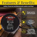 Kelly's Mink Oil for Leather Boots (3 oz) - Professional Grade Leather Cleaner & Conditioner - Waterproof, Preserve, Soften All Smooth Leathercraft, Jacket, Couch, Shoe, Purse - Prevent Salt Damage — 3