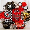 ALL-IN-1 Race Car Balloon Arch Kit with BONUS Trophy & RaceCar - Cars Balloon Garland Kit for Race Car Theme Birthday Party Supplies & Hot Wheels Balloons Race Cars Decorations | Red, Black, Silver — 8