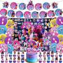 127 Pcs K Pop Demon Hunters Birthday Decorations, Party Supplies Kit with Backdrop, Banner, Cake Topper, Cupcake Picks, Balloons, Stickers for Themed Celebration — 1